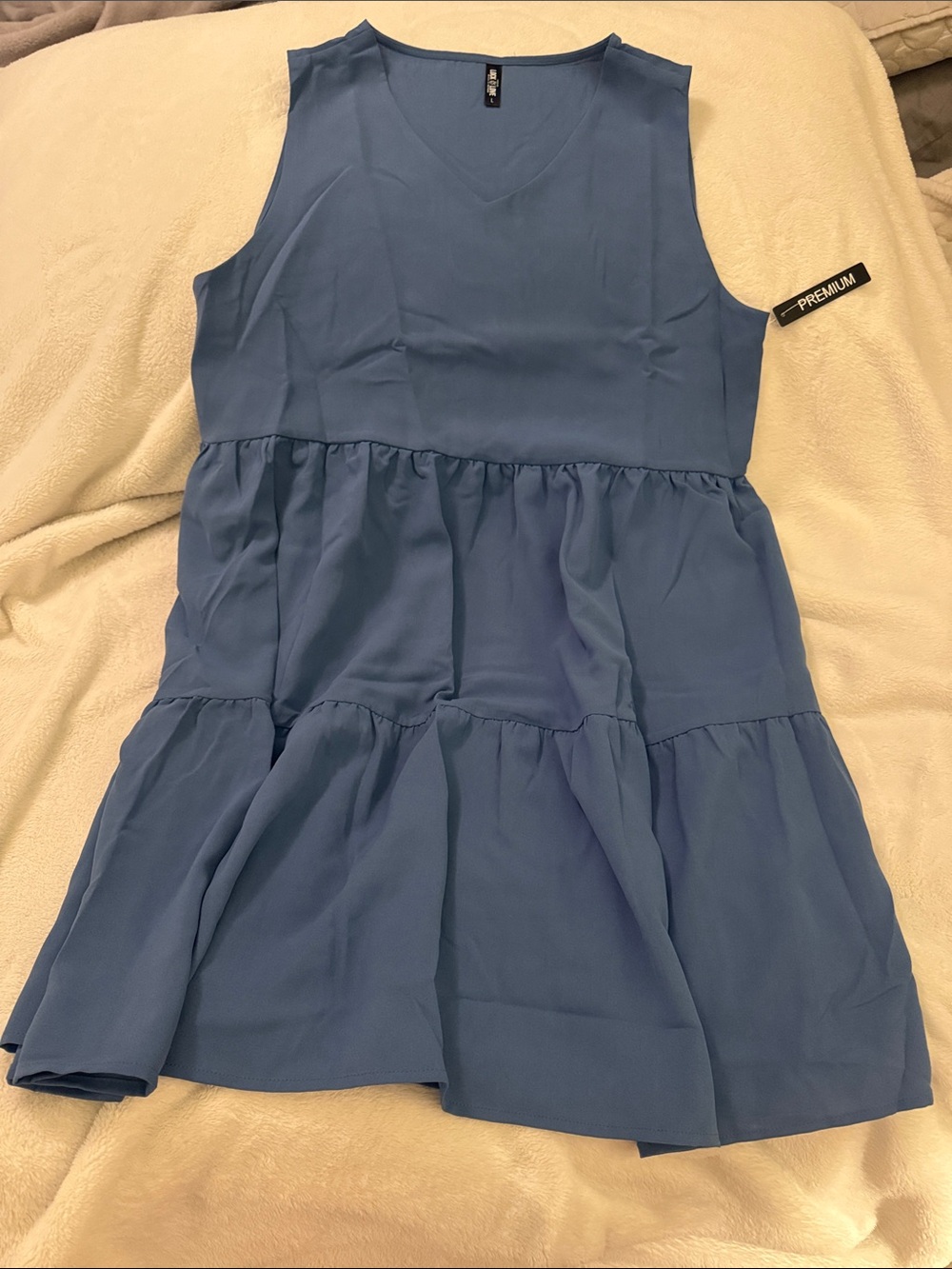 Blue Tiered V-Neck Dress
